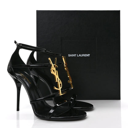 Saint Laurent Patent Cassandra 100 Ankle Strap Sandals 40.5 Black 8 of 8