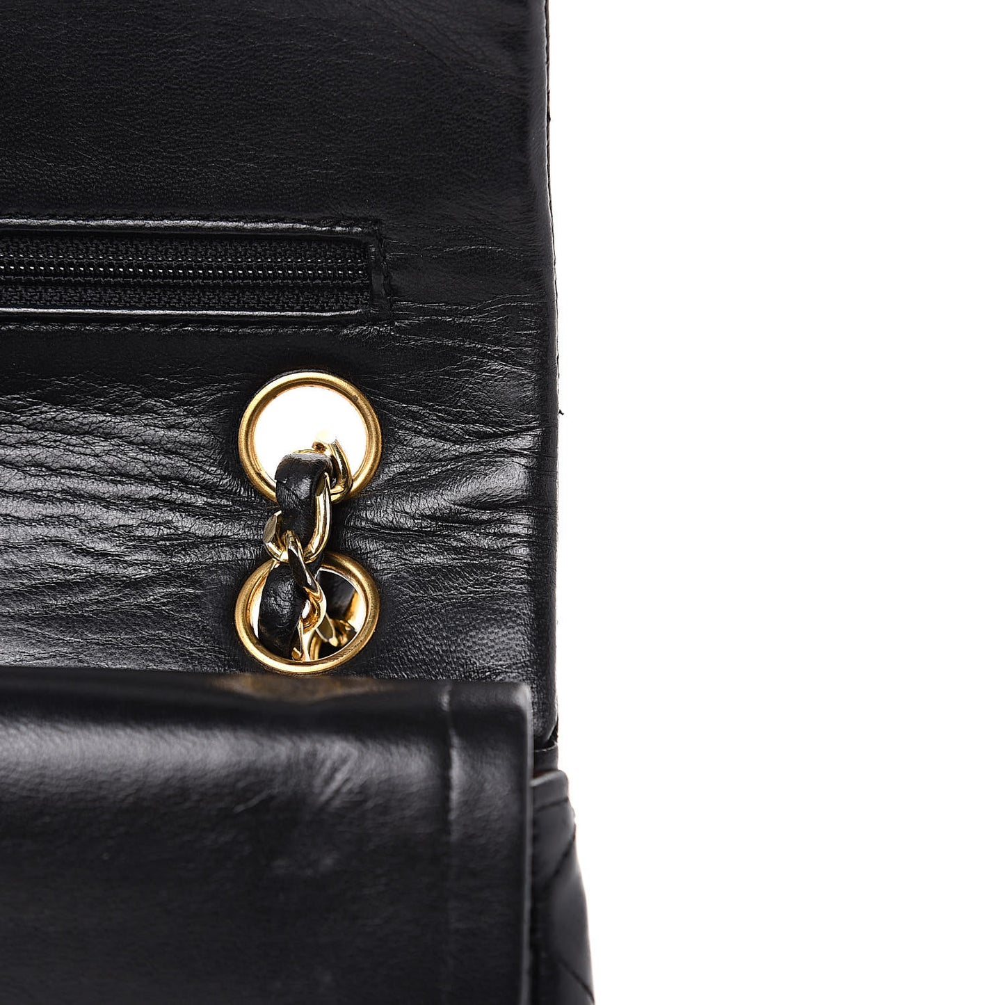 Lambskin Quilted Small Double Flap Black