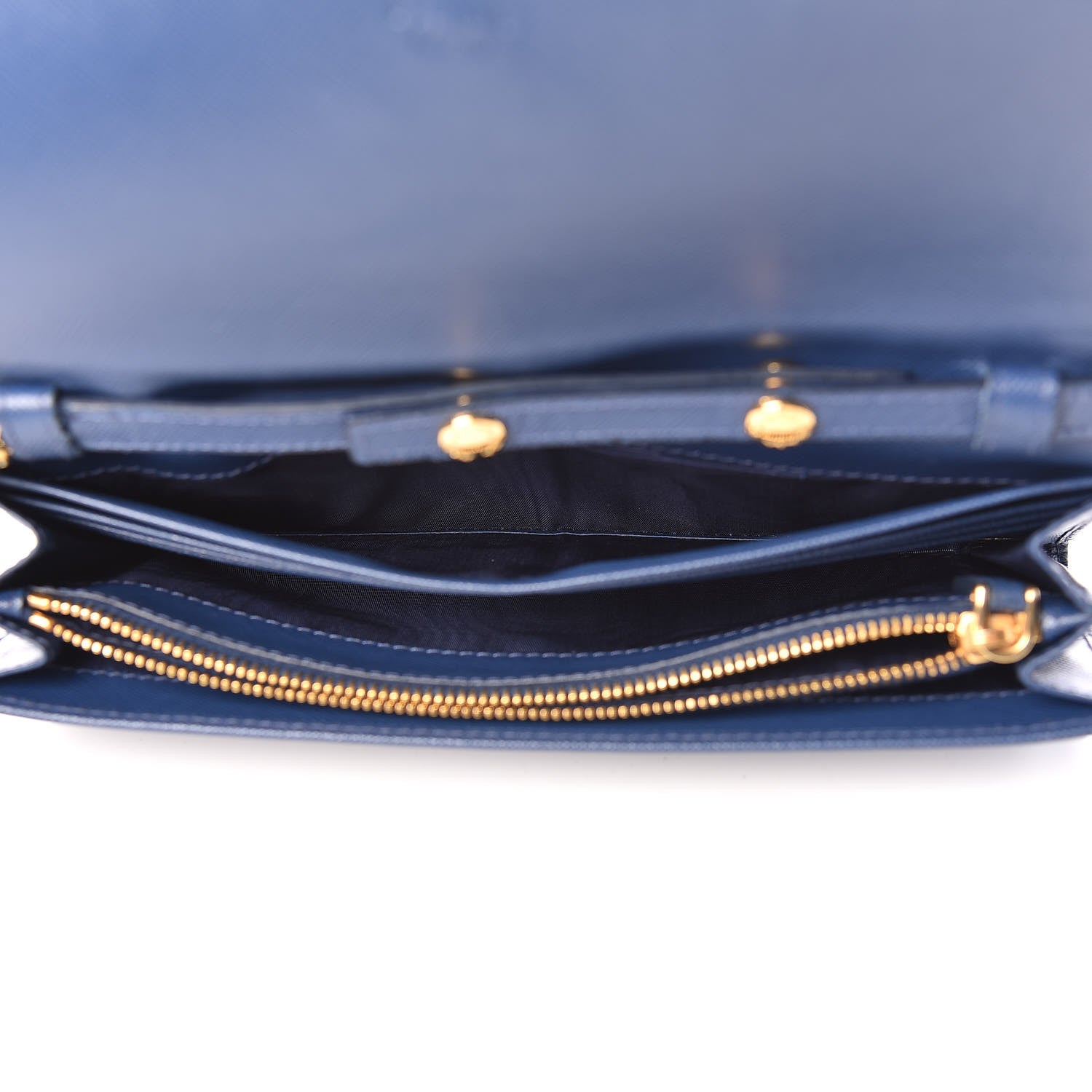 Prada Saffiano Metal Oro Chain Wallet Bleuette 5 of 15