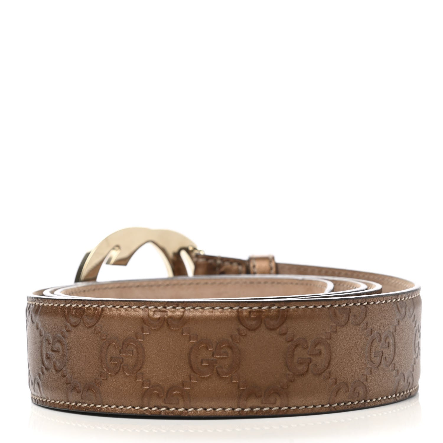 Gucci Metallic Guccissima Interlocking G Belt 120 48 Cognac Brown 2 of 5