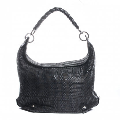 Fendi Leather Zucca Woven Hobo Black 1 of 9