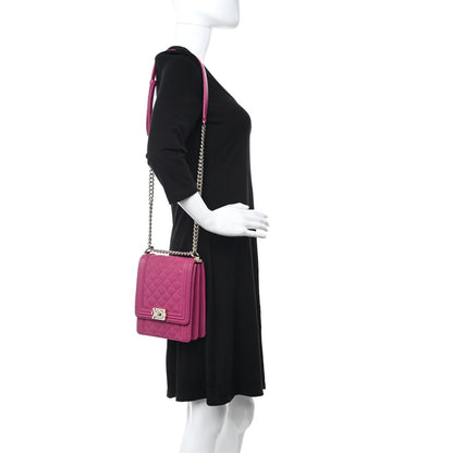Chanel Caviar Quilted North South Boy Flap Fuchsia 2 of 8