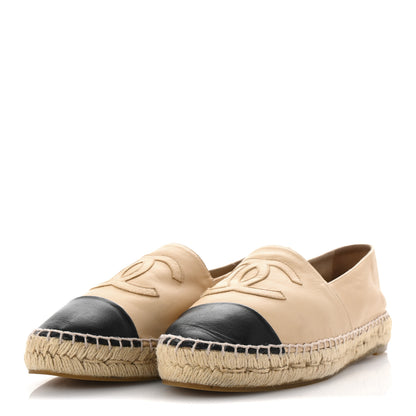Chanel Lambskin CC Espadrilles 40 Beige Black 4 of 11