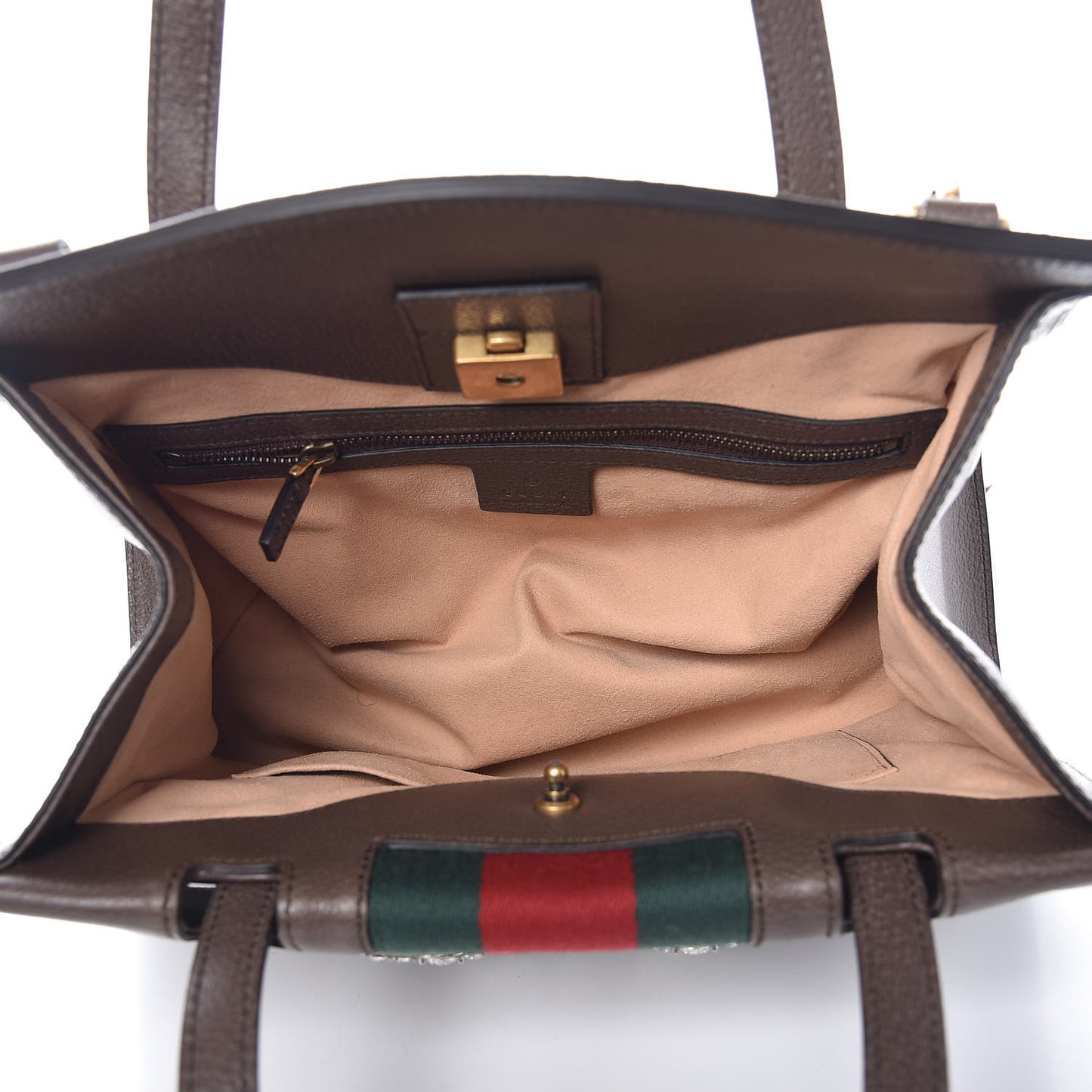 Textured Calfskin Web Crystal Butterfly Stripe Medium Totem Top Handle Bag New Acero