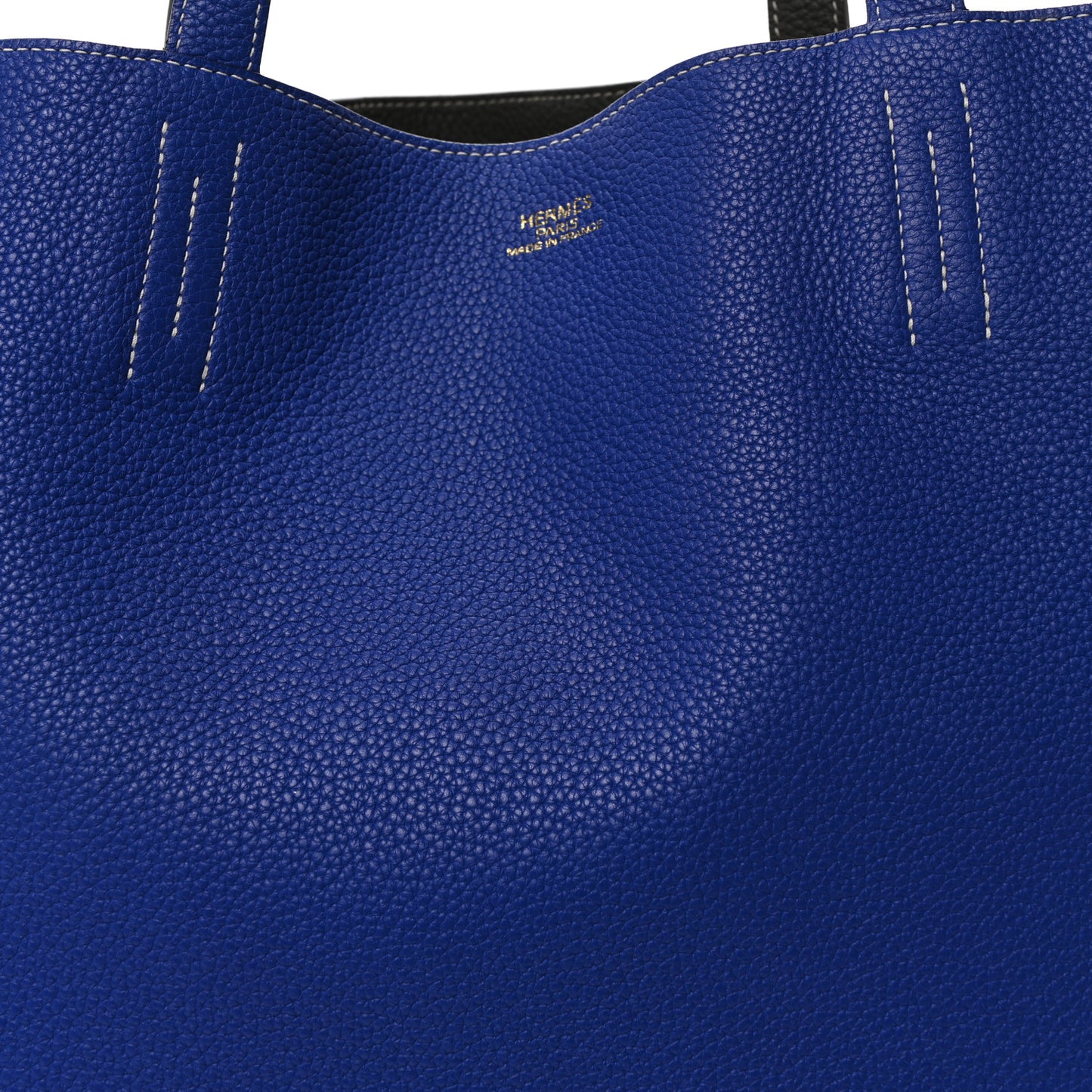 Taurillon Clemence Double Sens 36 Reversible Tote Graphite Bleu Electrique