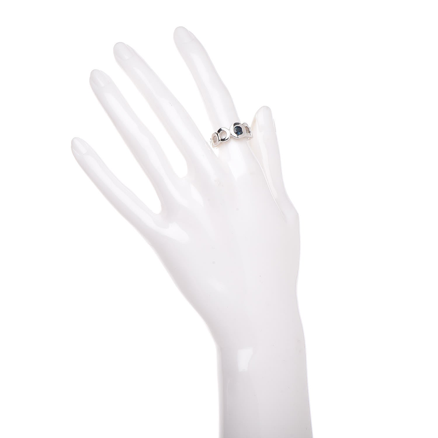 Chanel 18K White Gold Blue Sapphire Coco Ring 48.5 2 of 5