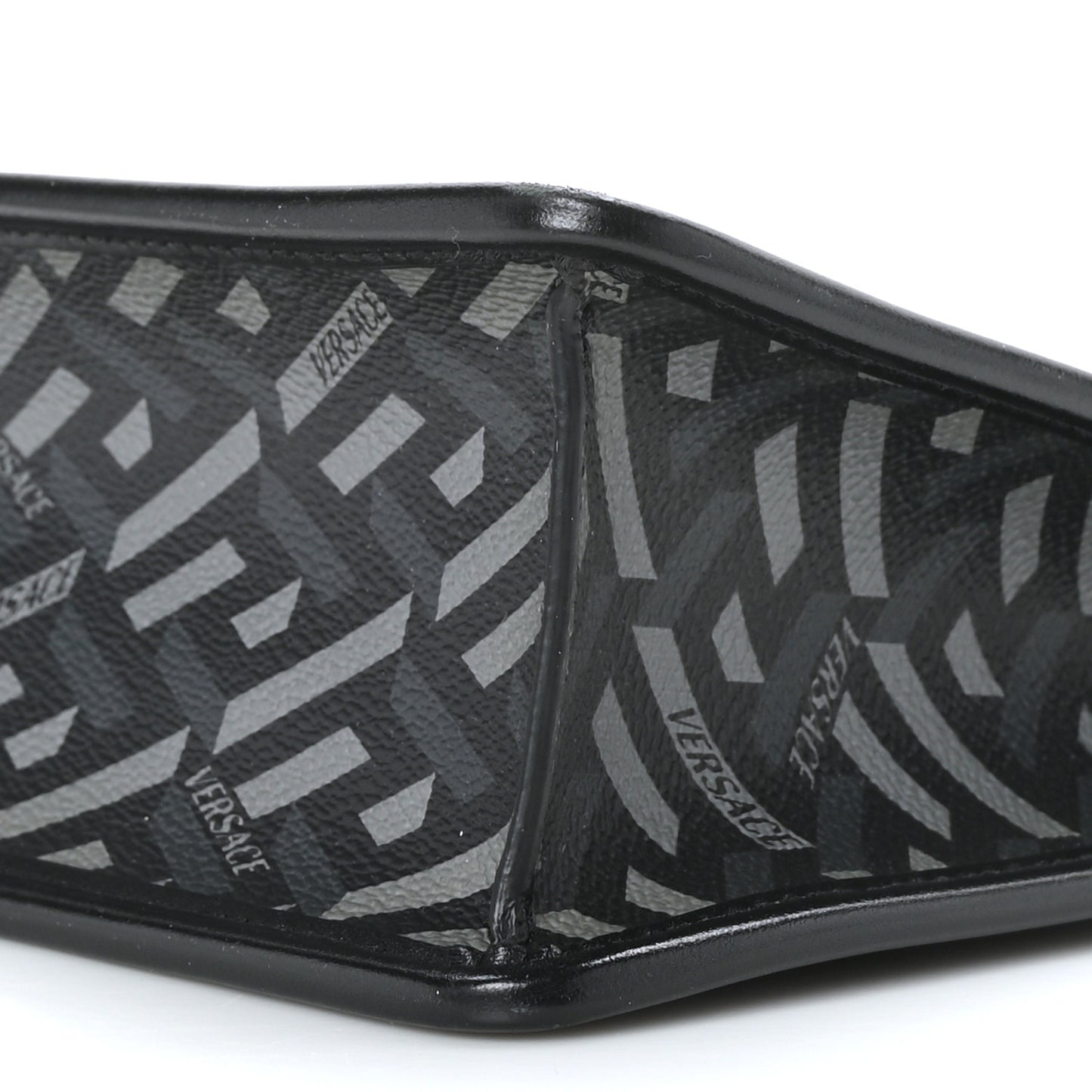 Coated Canvas Large La Greca Signature Pouch Black Grey