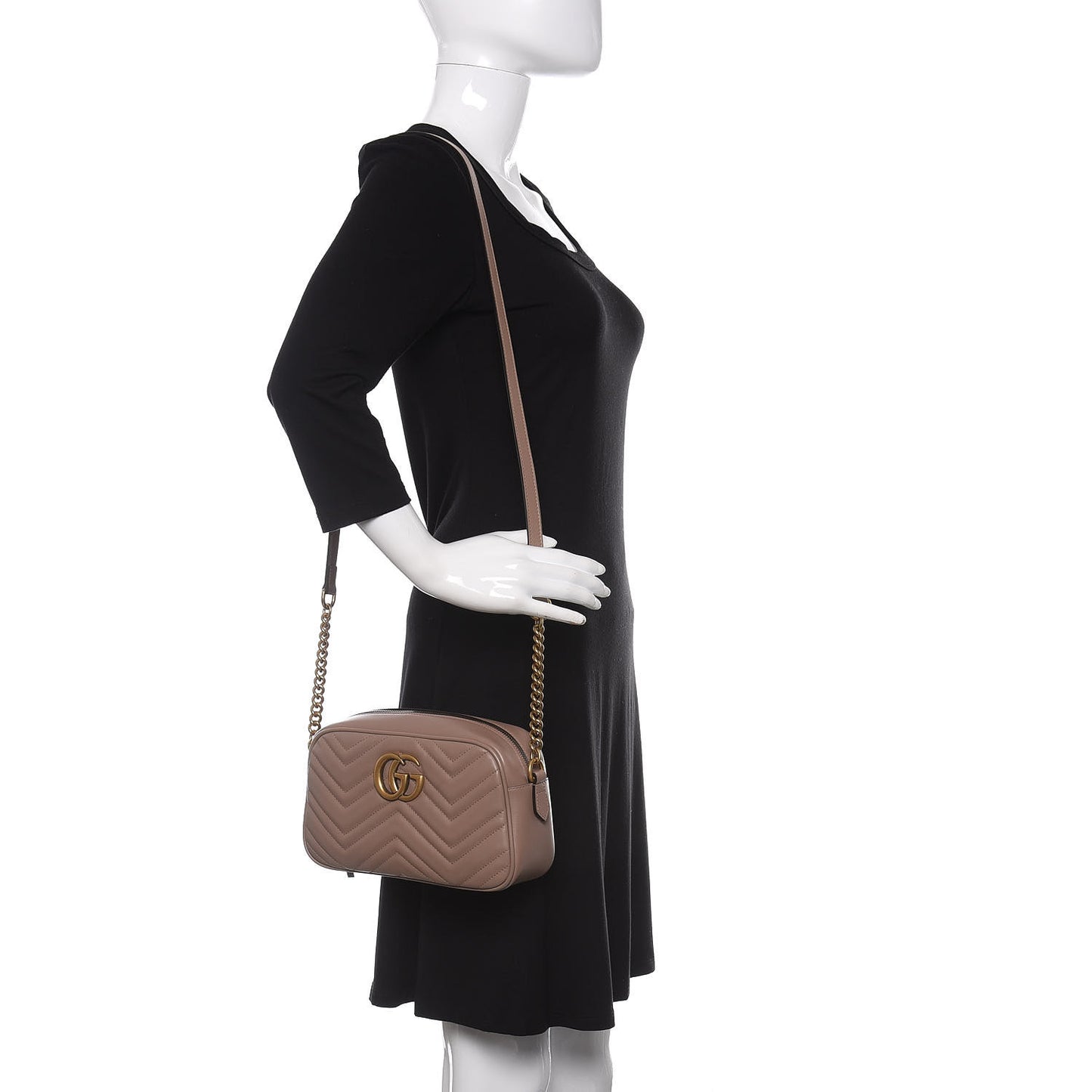 Calfskin Matelasse Small GG Marmont Chain Shoulder Bag Porcelain Rose