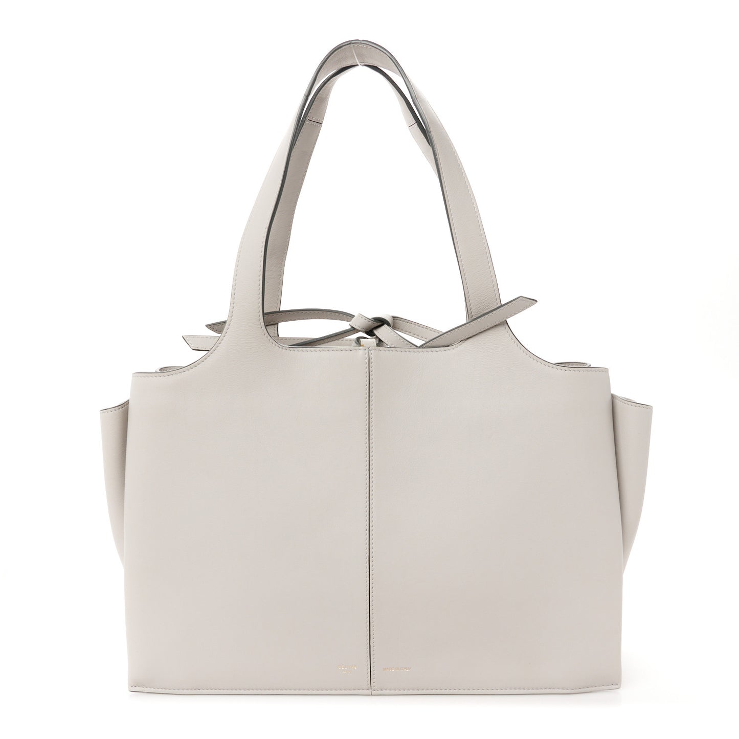 Supple Natural Calfskin Medium Tri-Fold Bag Pearl Grey