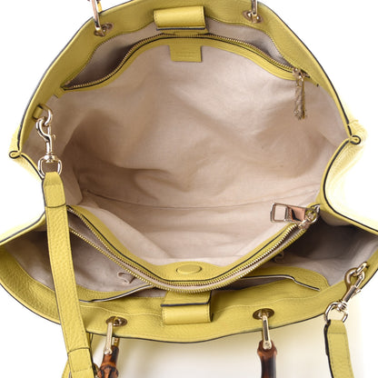 Gucci Calfskin Large Bamboo Shopper Tote Citrus 5 of 8