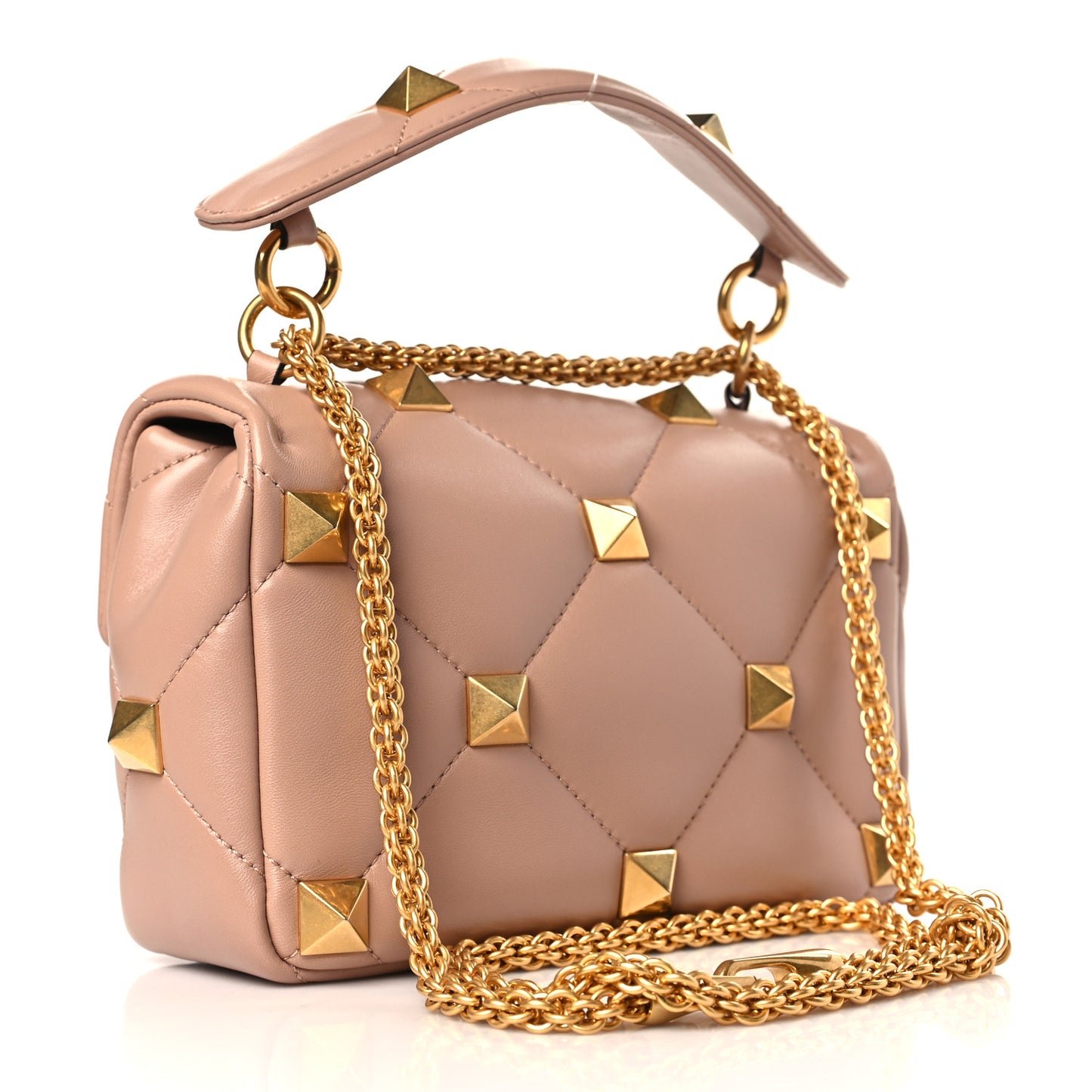 Nappa Medium Roman Stud Shoulder Bag Rose Cannelle