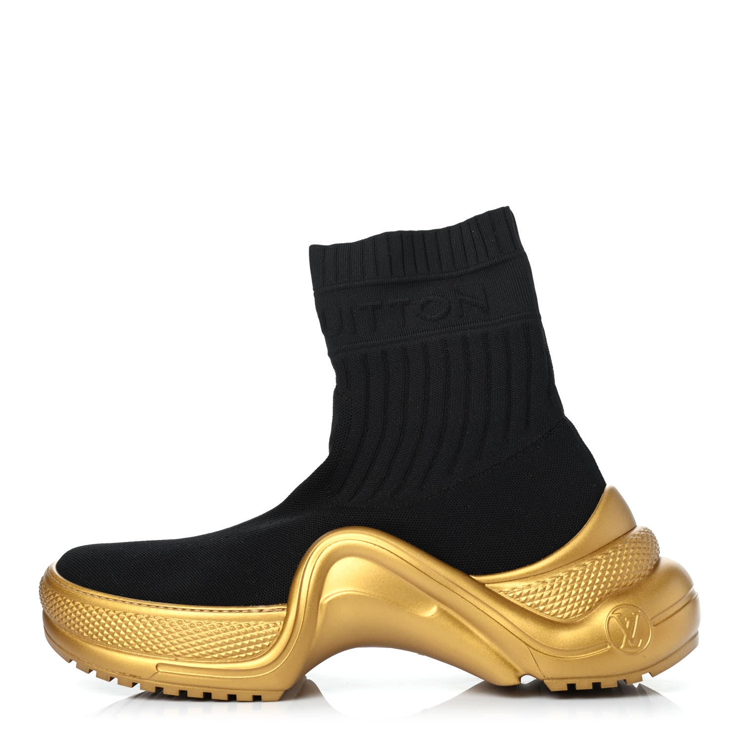 Louis Vuitton Stretch Textile Monogram LV Archlight Sneaker Boots 42 Black Gold 1 of 4