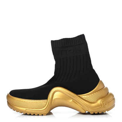 Louis Vuitton Stretch Textile Monogram LV Archlight Sneaker Boots 42 Black Gold 1 of 4