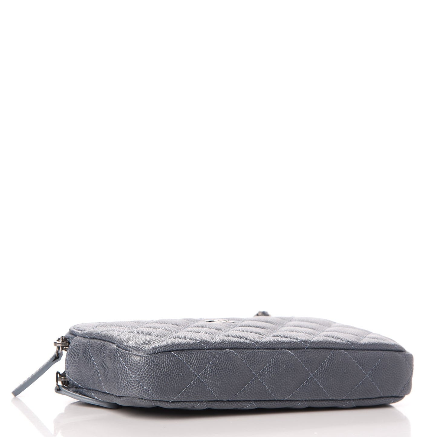 Caviar Quilted Small Clutch With Chain Grey