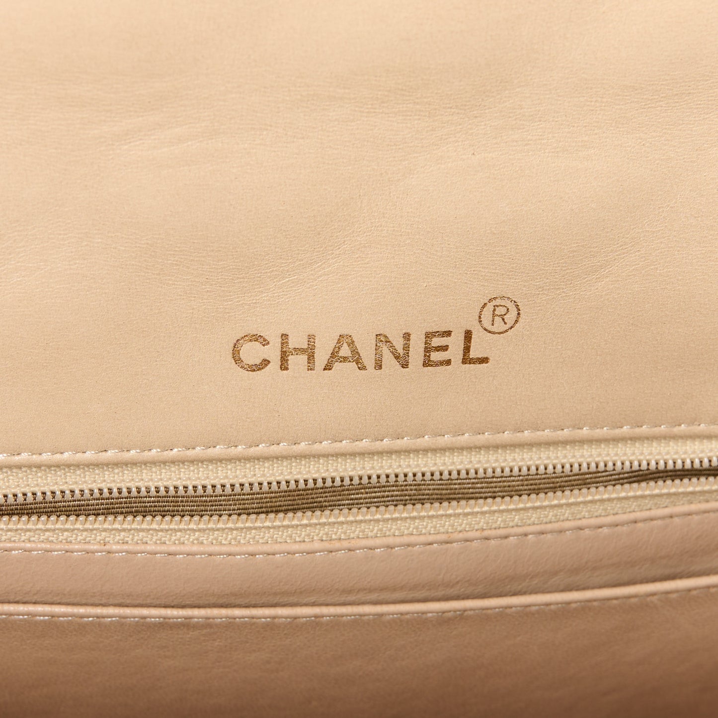 Lambskin Quilted Medium Single Flap Beige