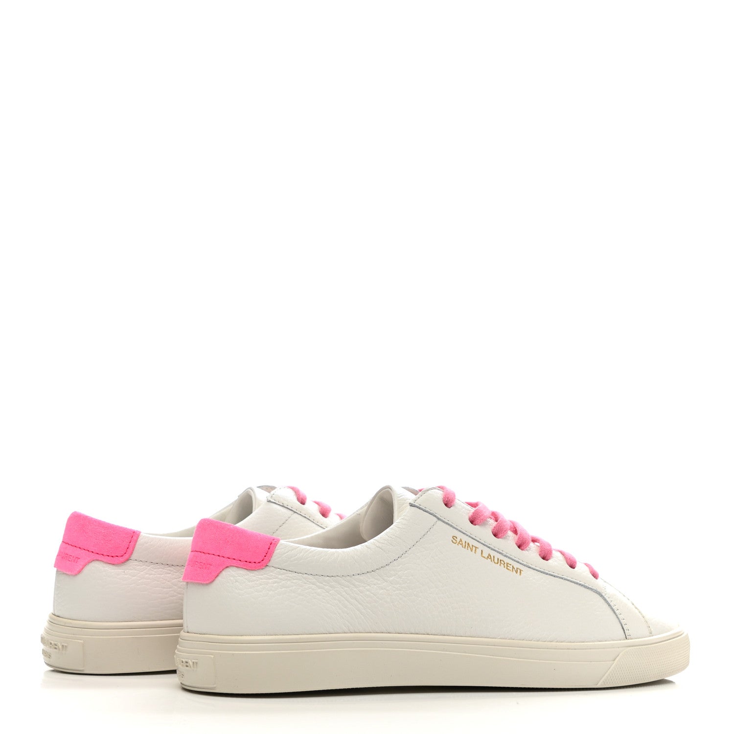 Saint Laurent Grained Calfskin Andy Low Top Sneakers 38.5 White Pink 4 of 8