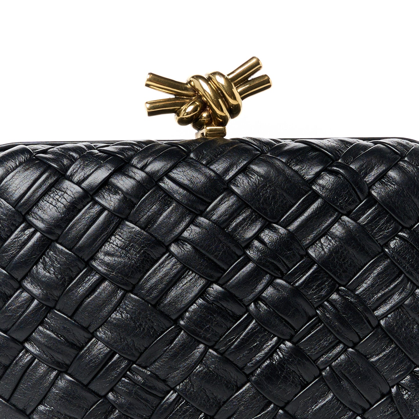 Foulard Intrecciato Minaudiere Knot Clutch Black