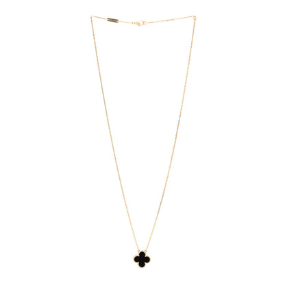 Van Cleef & Arpels 18K Yellow Gold Black Onyx Vintage Alhambra Pendant Necklace 3 of 5