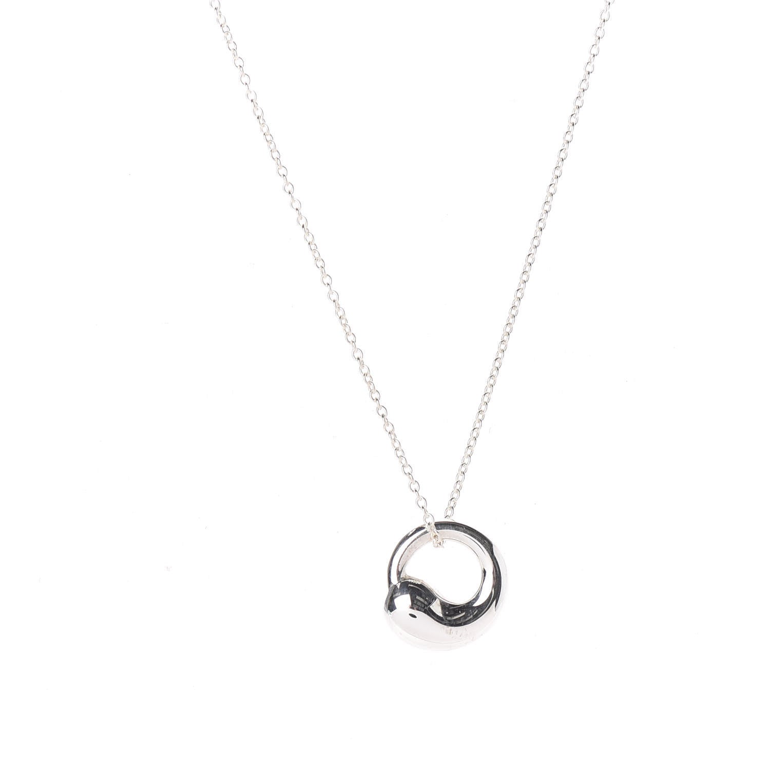 Tiffany Sterling Silver 12mm Elsa Peretti Eternal Circle Pendant Necklace 4 of 8
