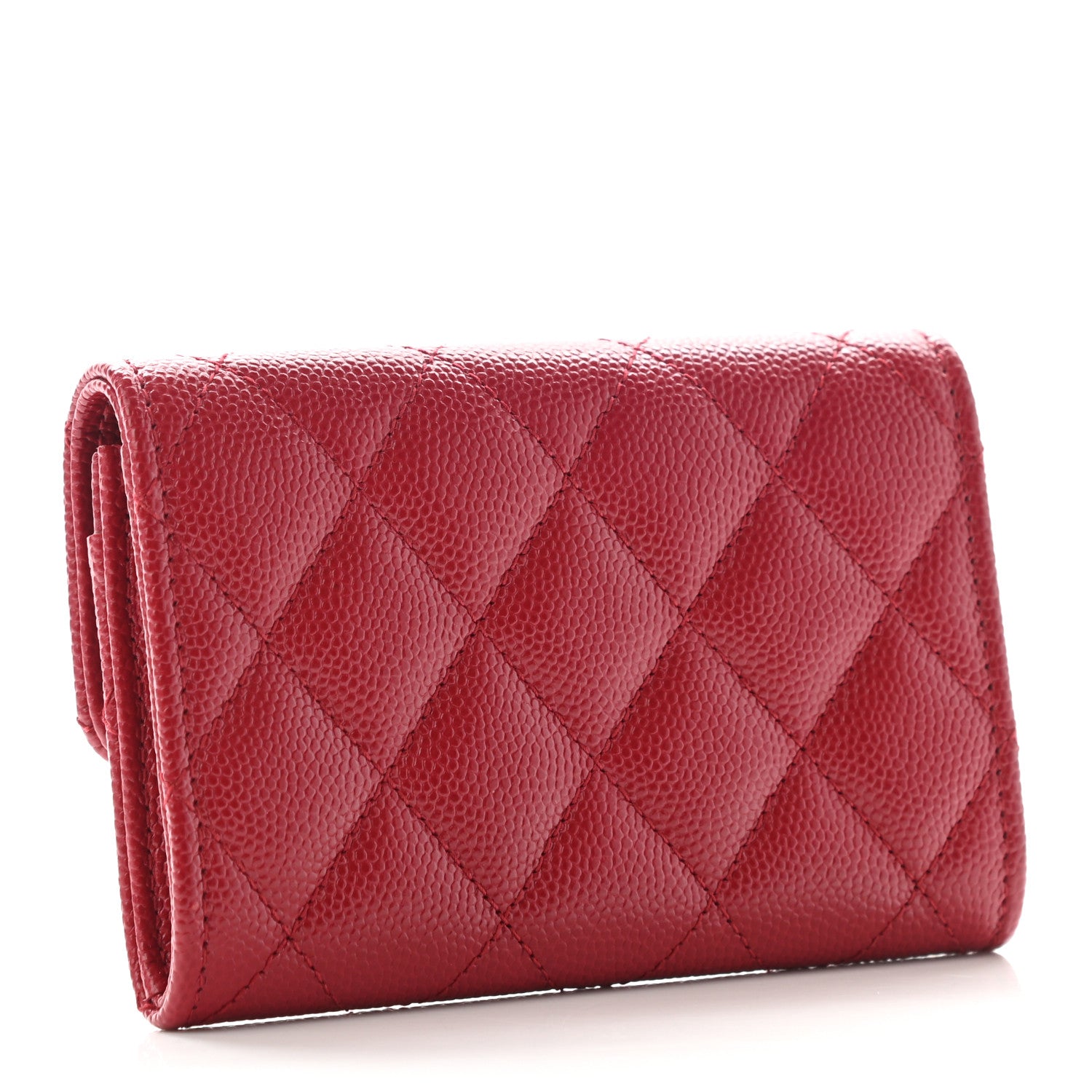 Chanel Caviar Quilted Flap Card Holder Dark Red 3 of 8