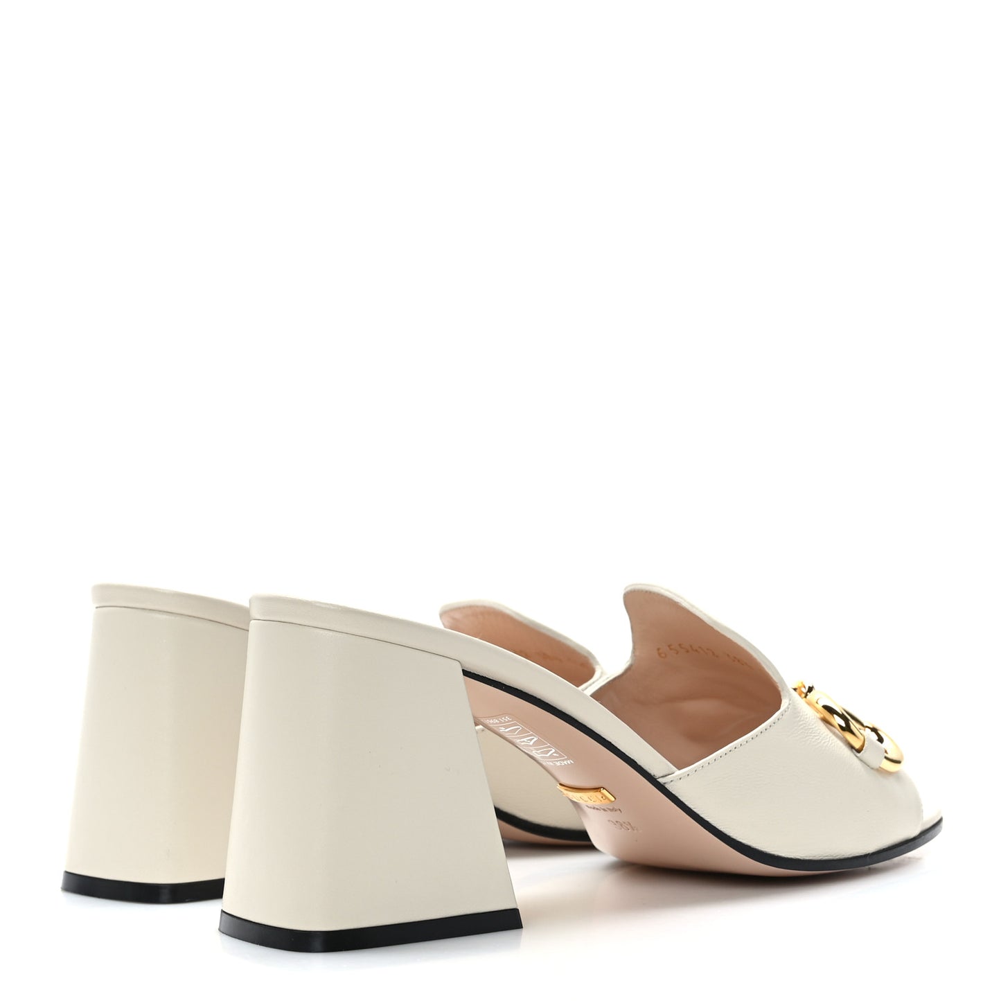 Nappa Horsebit 75mm Slide Sandals 38.5 Mystic White