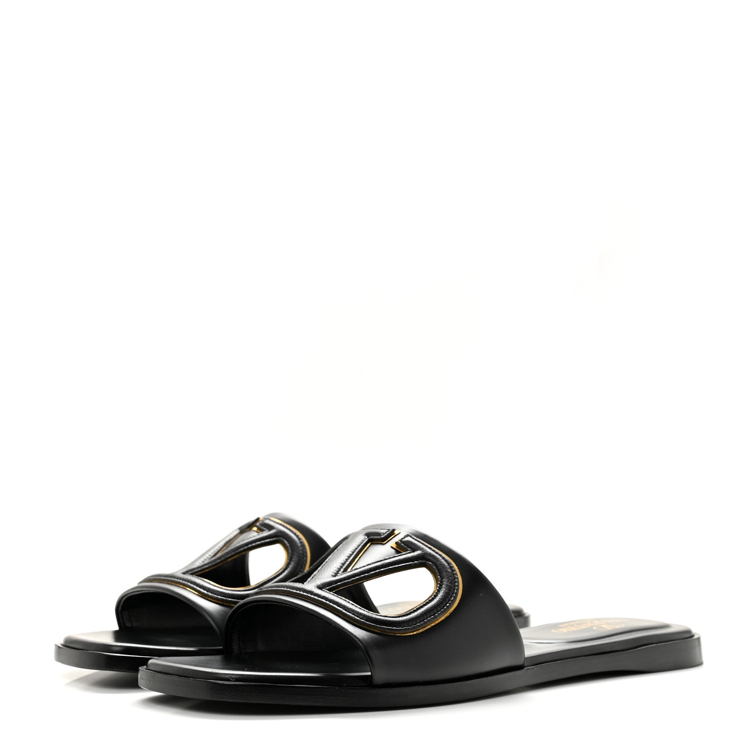 Valentino Garavani Nappa Vlogo Flat Slide Sandals 37 Black 4 of 10