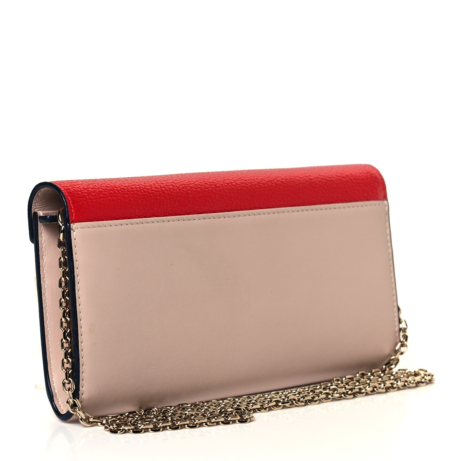 MCM Calfskin Visetos Monogram Love Letter Color Block Wallet On Chain Cognac Red 2 of 7
