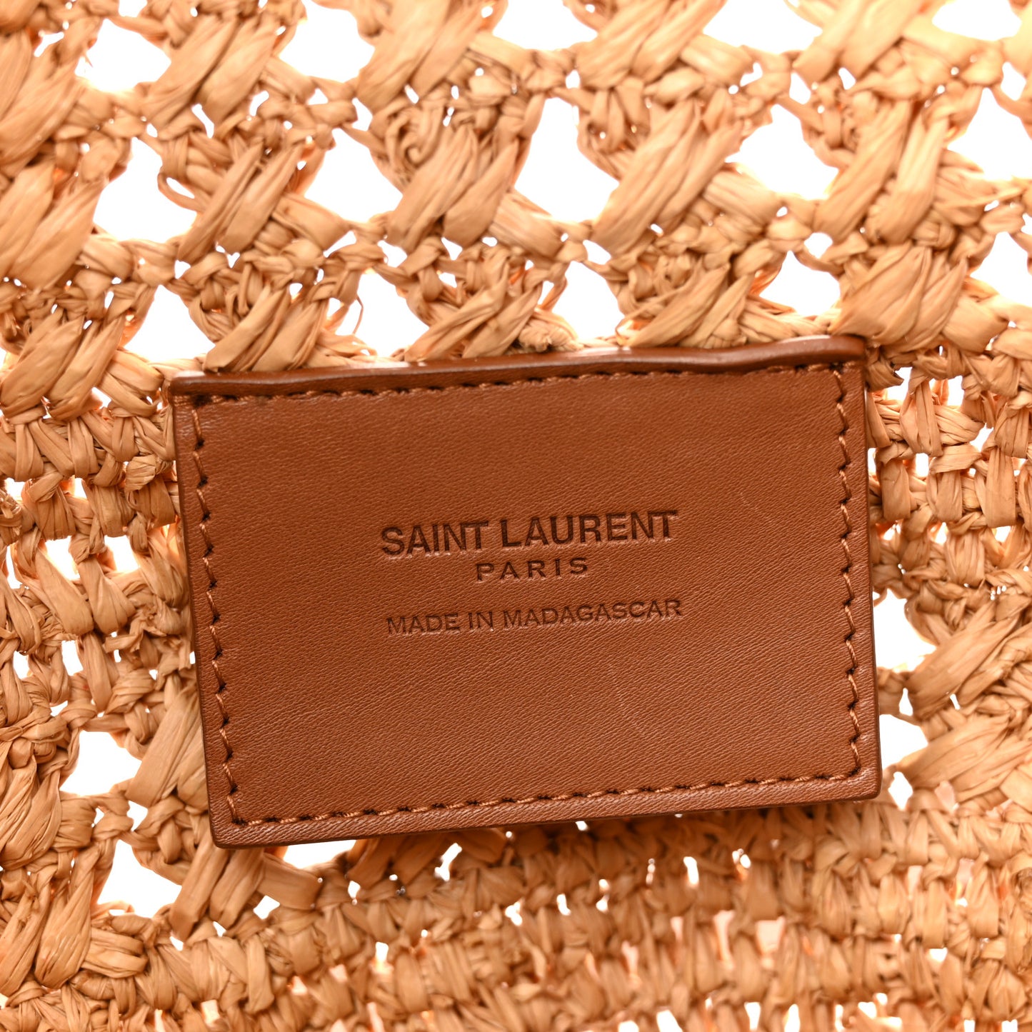 Raffia Calfskin Small Panier Tote Naturel Brick