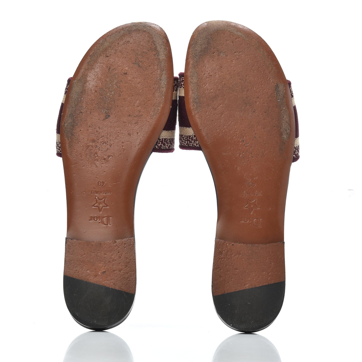 Canvas Embroidered Dway Mules Slide Sandals 40 Burgundy