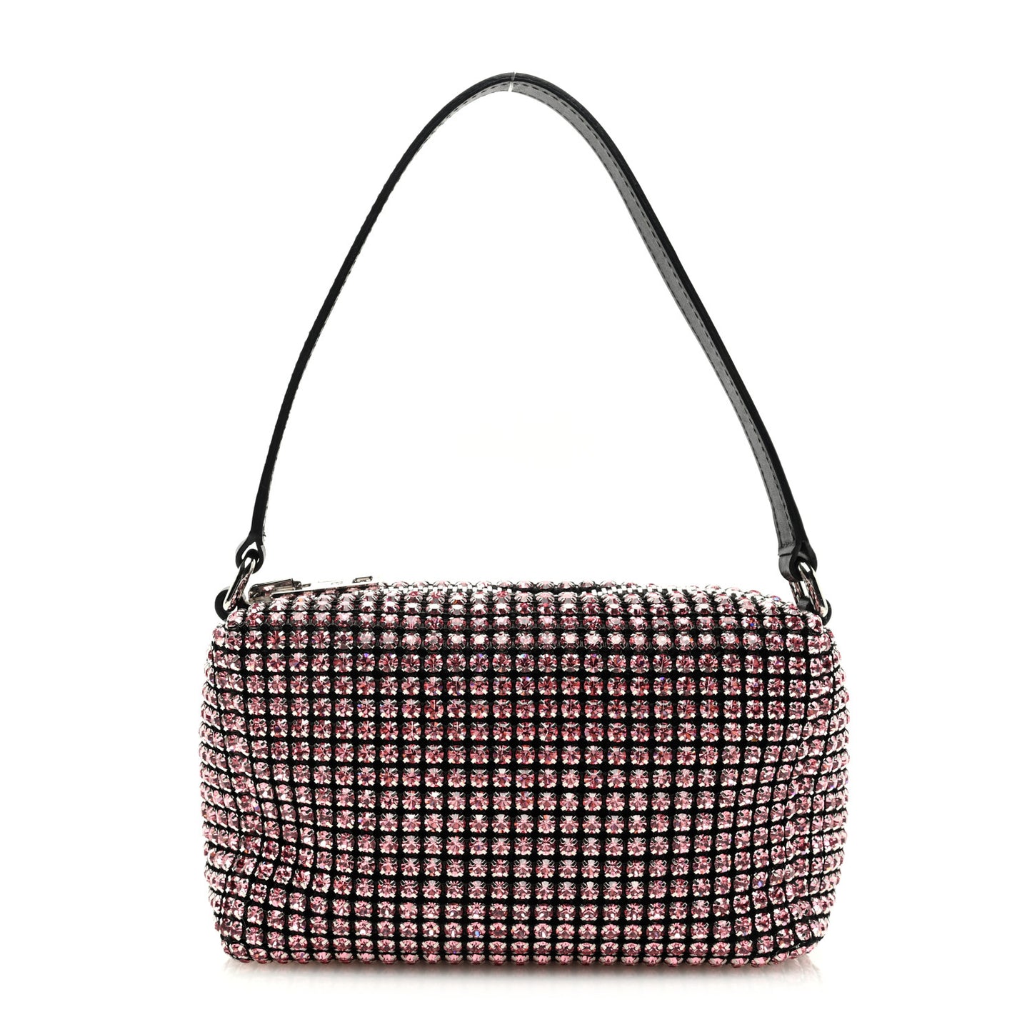 Mesh Crystal Rhinestone Mini Heiress Pouch Pink