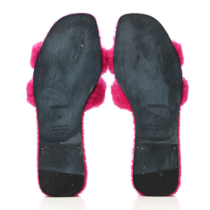 Hermes Woolskin Oran Sandals 37 Rose Fuchsia 7 of 16