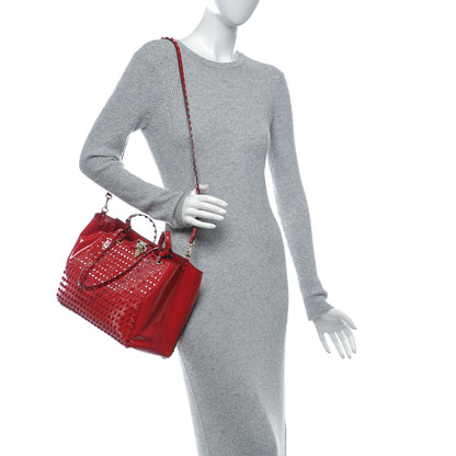 Valentino Garavani Patent Punkouture Medium Rockstud All Over Tote Rosso Valentino 2 of 7