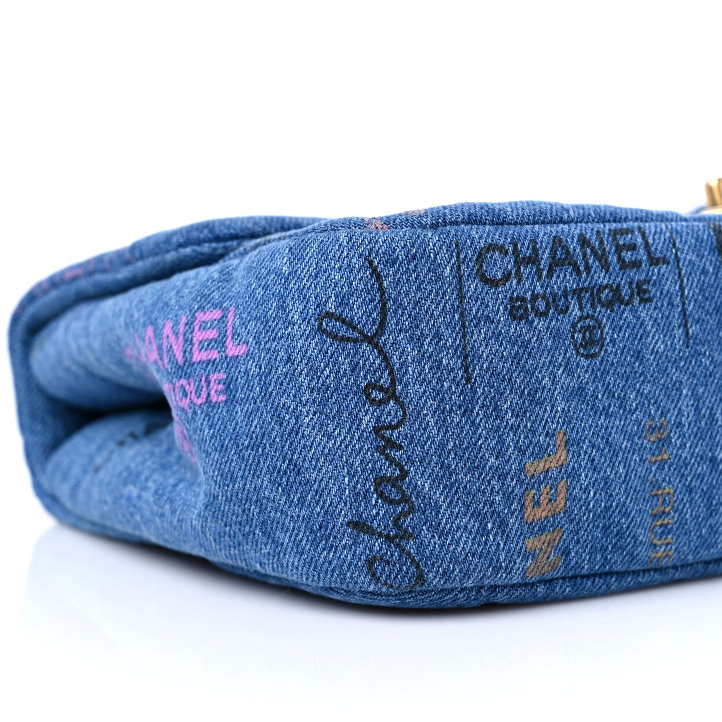 Denim Quilted Mini Denim Mood Rectangular Flap Blue Multicolor