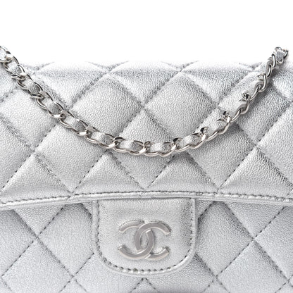 Chanel Metallic Lambskin Quilted Glasses Case With Chain Silver 11 of 11
