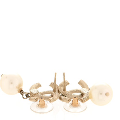 Chanel Pearl CC Drop Earrings Light Gold 3 of 4