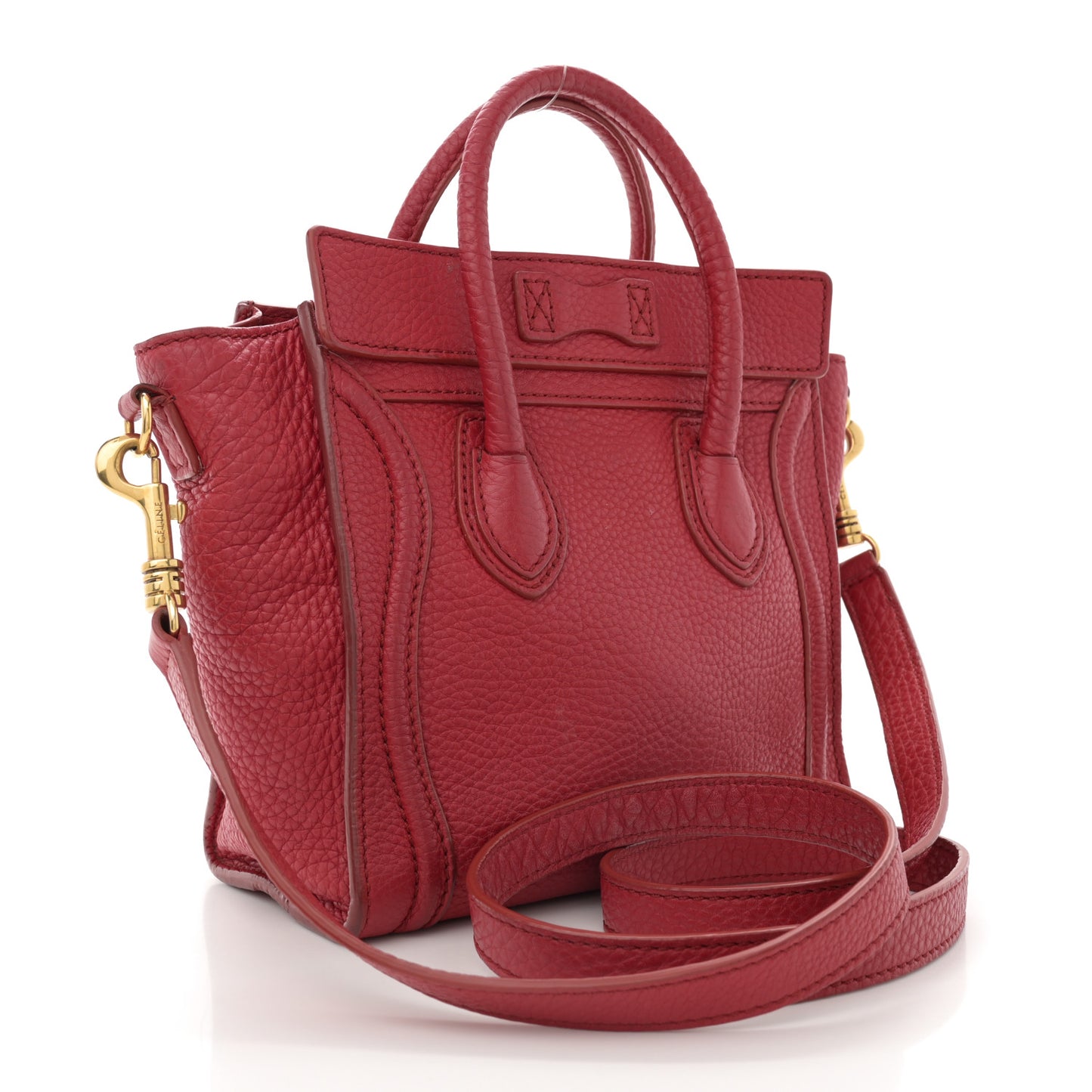 Pebbled Calfskin Nano Luggage Red