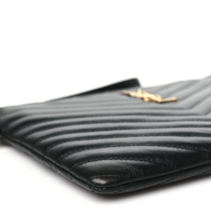 Saint Laurent Lambskin Matelasse Chevron Monogram A5 Wristlet Black 9 of 11