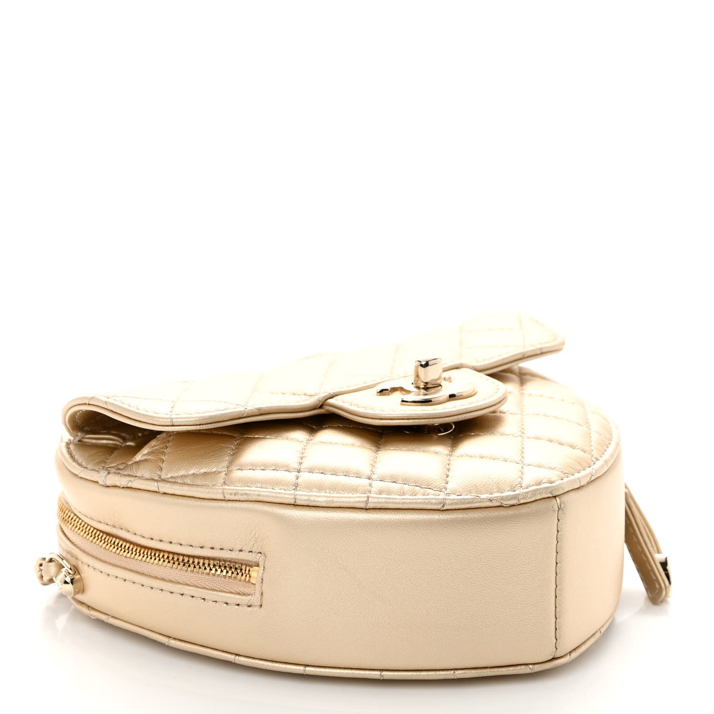 Metallic Lambskin Quilted CC In Love Heart Bag Gold