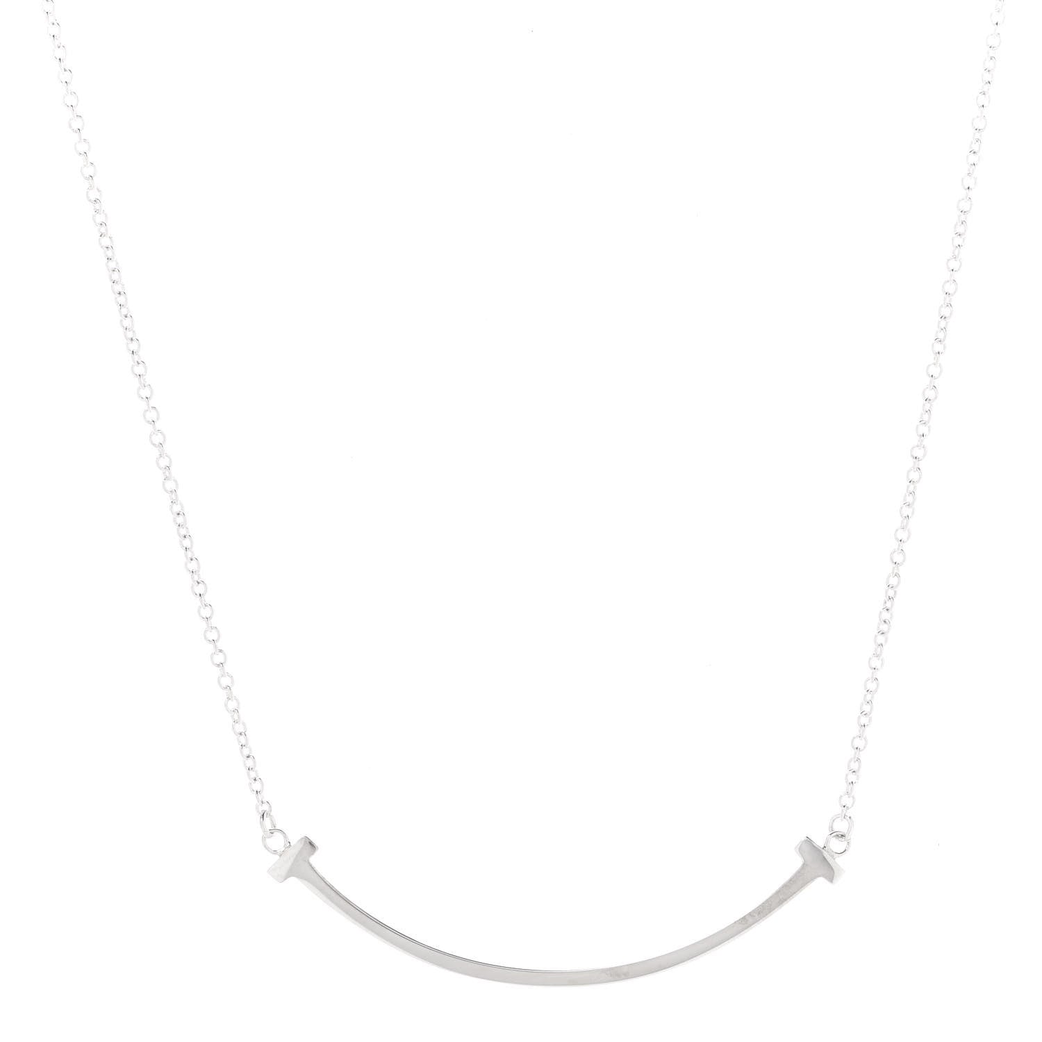 Tiffany Sterling Silver Small T Smile Pendant Necklace 4 of 7