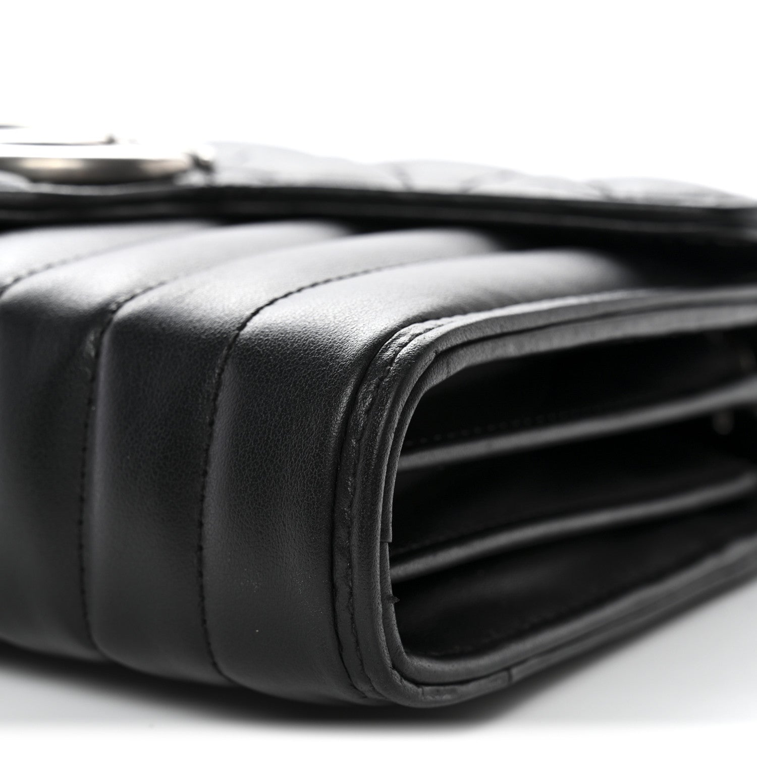 Gucci Calfskin Matelasse Aria GG Marmont Chain Wallet Black 10 of 11