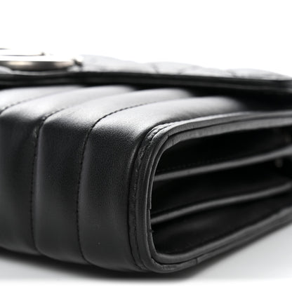 Gucci Calfskin Matelasse Aria GG Marmont Chain Wallet Black 10 of 11