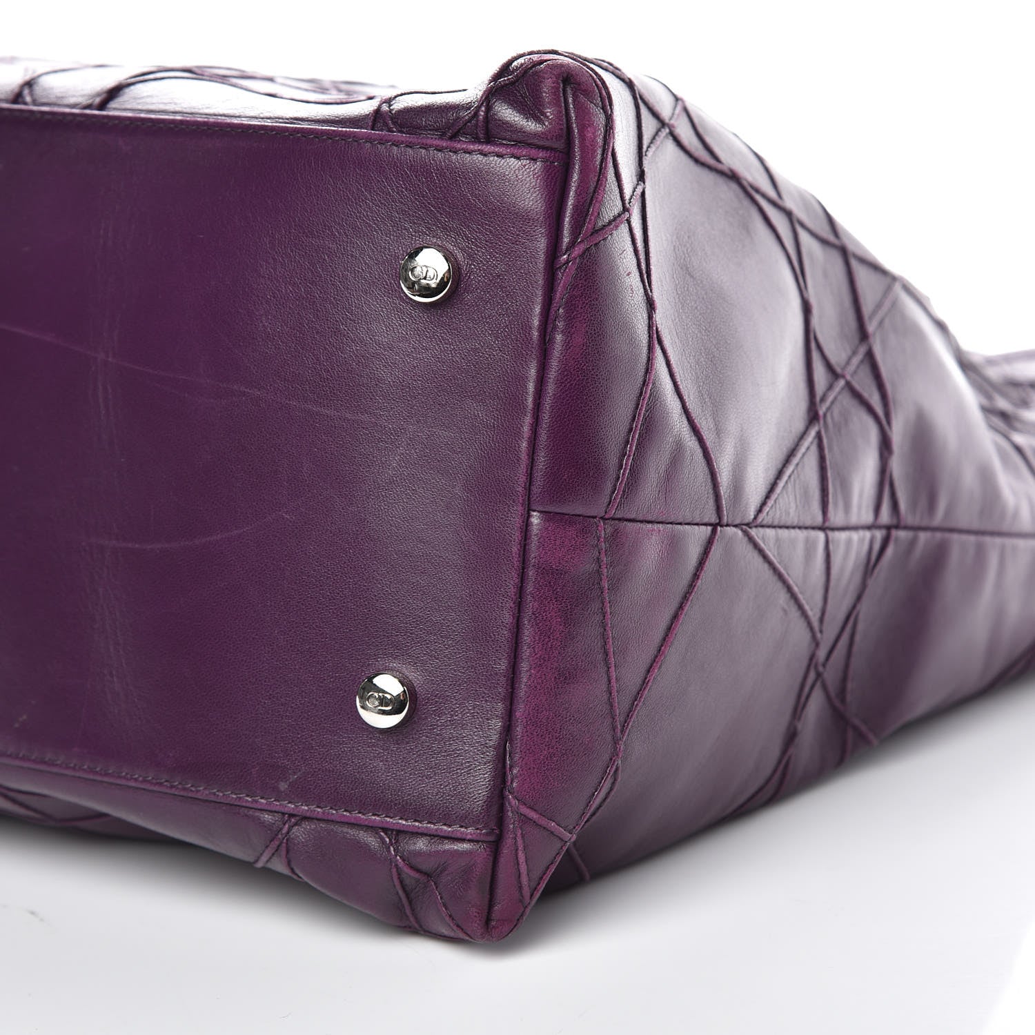 Christian Dior Lambskin Cannage Large Granville Tote Purple 11 of 17