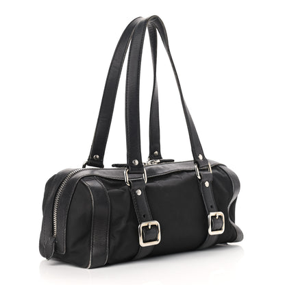 Prada Nylon Calfskin Buckle Shoulder Bag Black 2 of 16