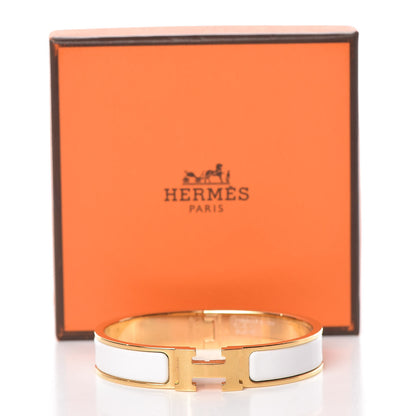 Hermes Enamel Narrow Clic Clac H Bracelet GM White 5 of 5
