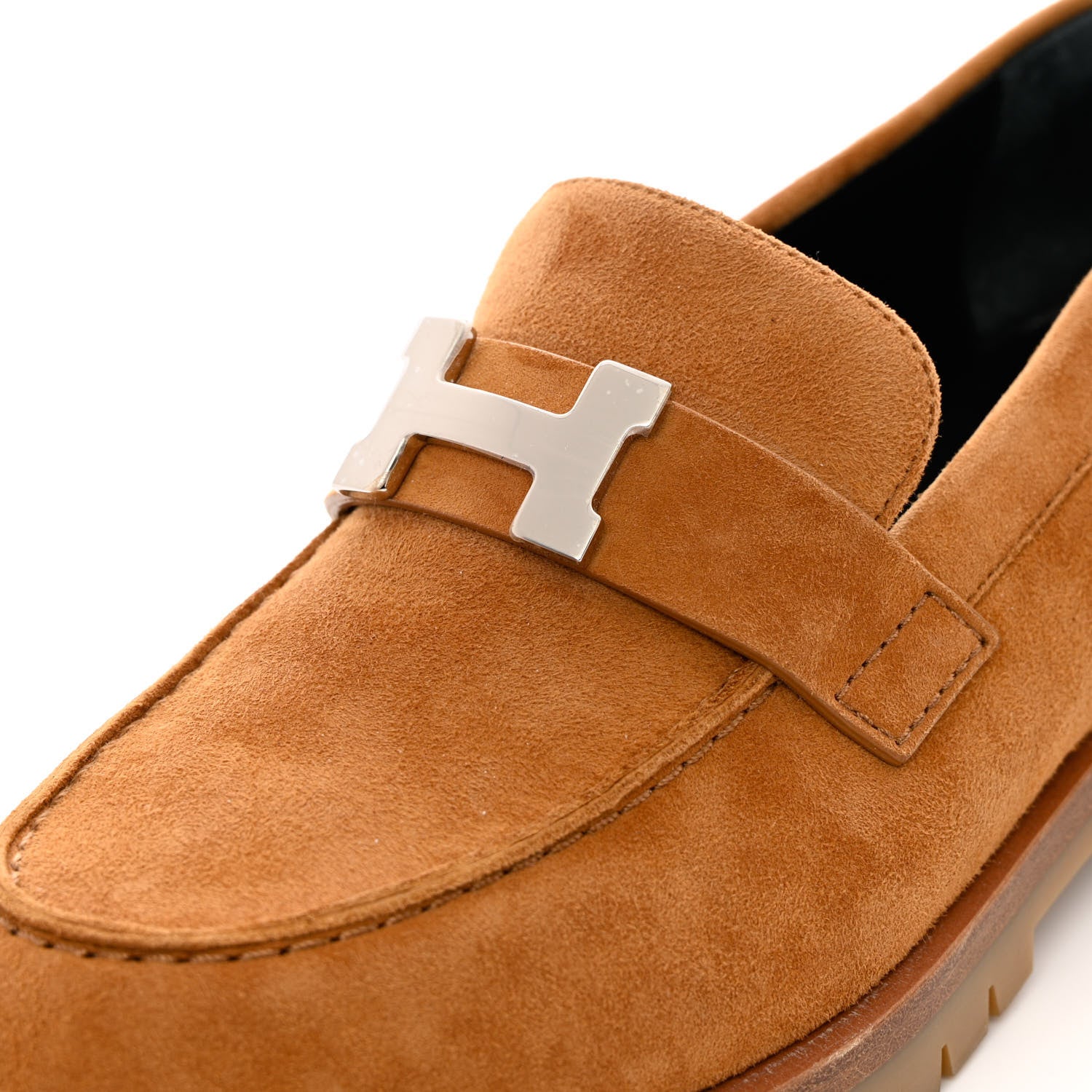 Hermes Suede Goatskin Faubourg Loafers 37.5 Naturel 12 of 13