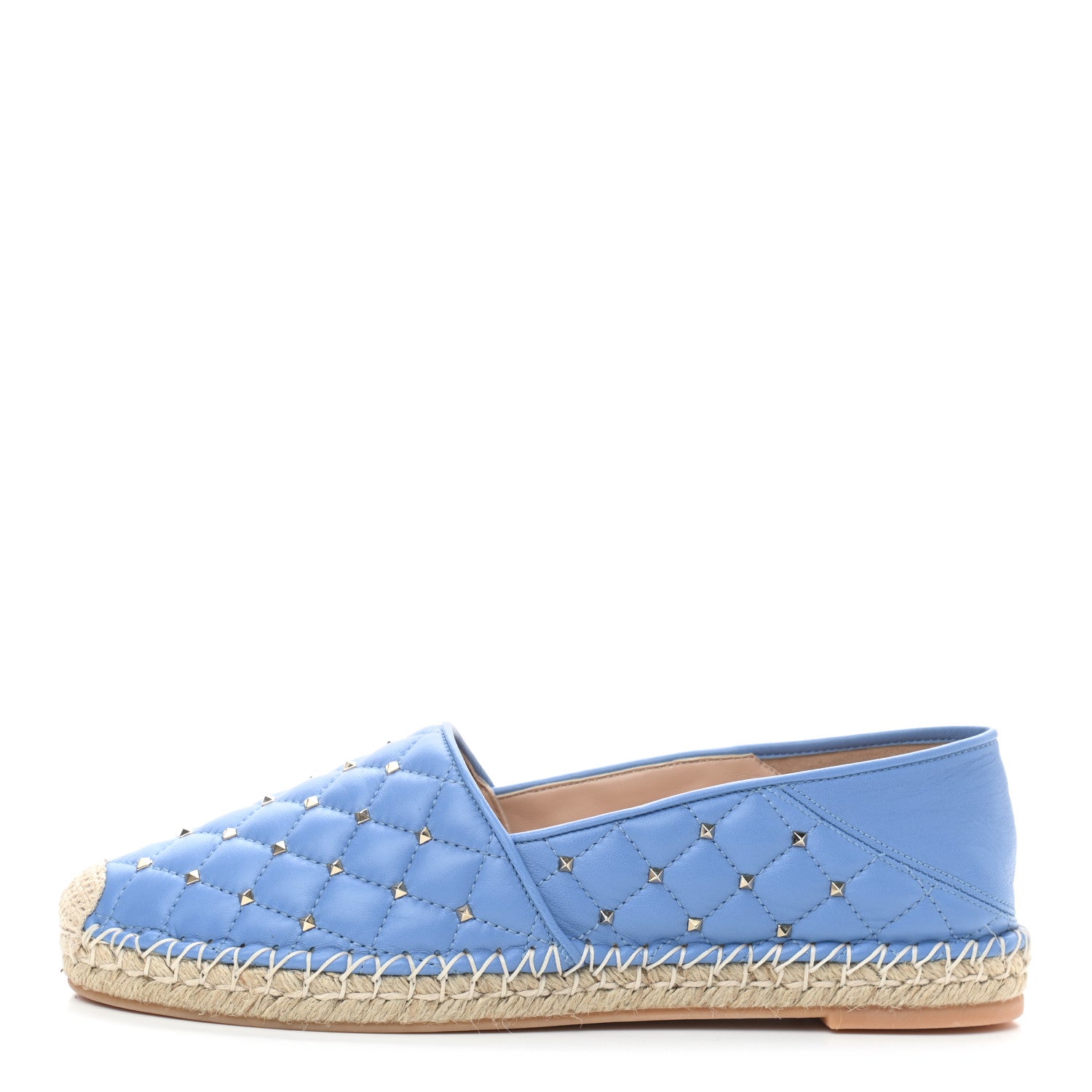 Valentino Garavani Nappa Rockstud Spike Espadrille Flats 40 Angel Natural 1 of 9