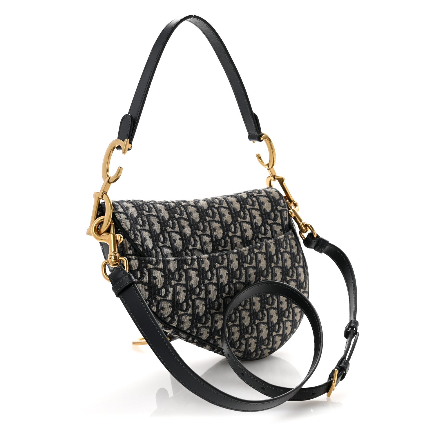 Christian Dior Oblique Saddle Bag With Strap Blue 3 of 12