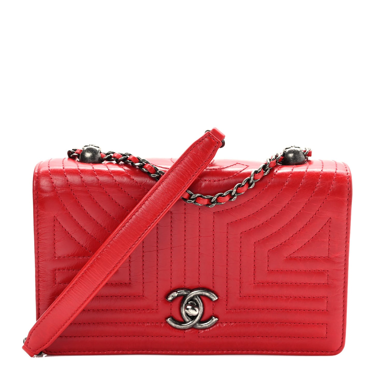 Calfskin Quilted Small Korean Garden Flap Red