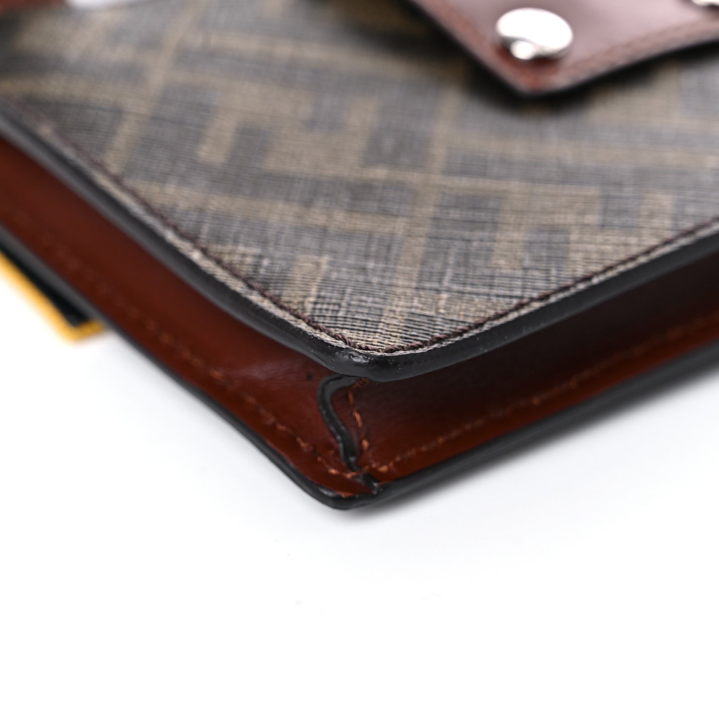 Glazed Fabric Cotton Vitello King Aura FF 1974 Baguette Belt Pouch Tobacco Moro Mimosa Gianda