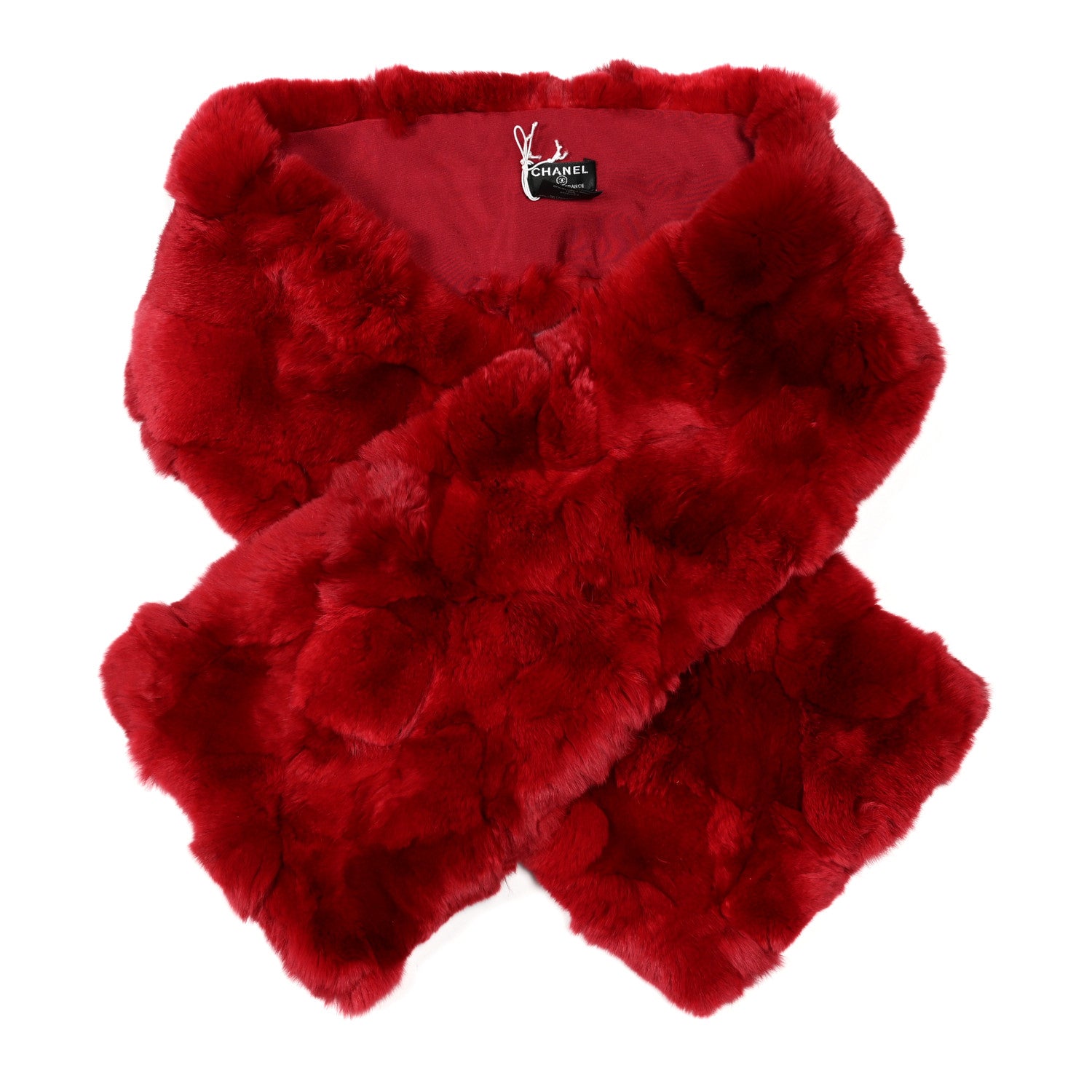 Chanel Mink Fur Scarf Red 1 of 3